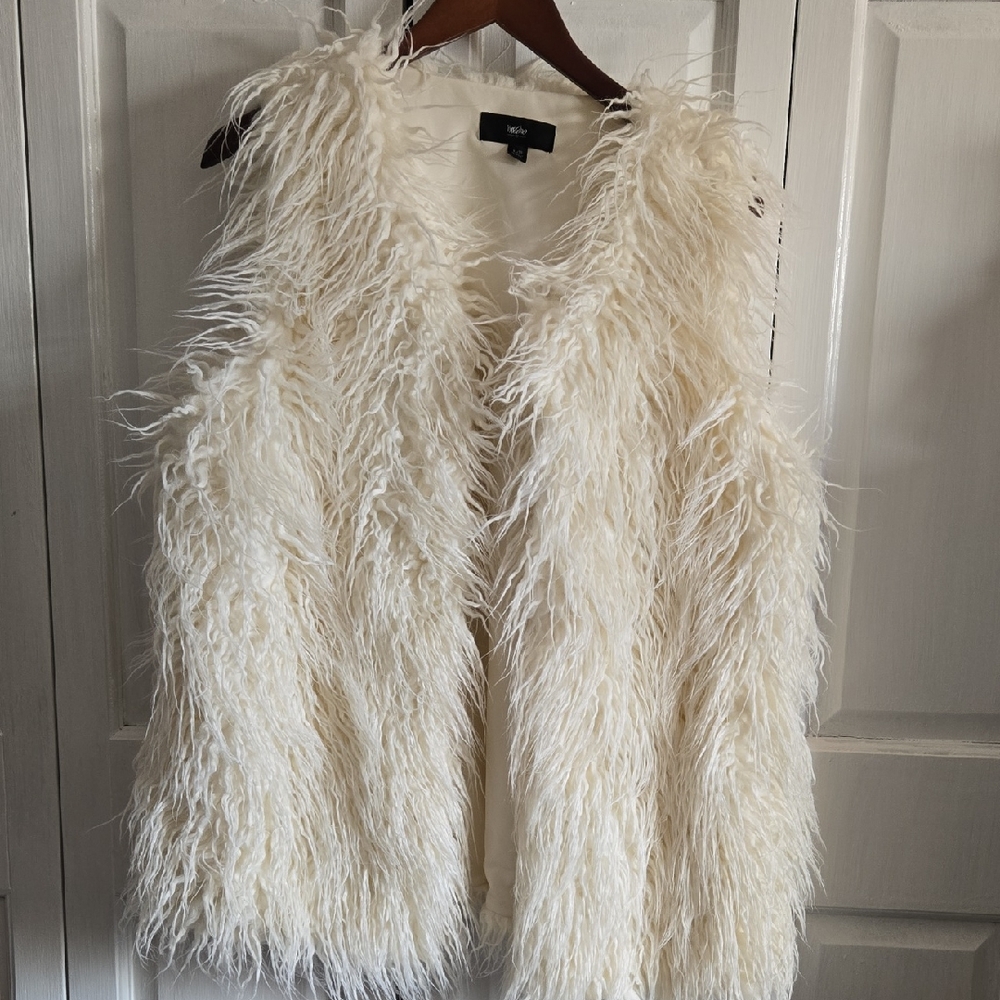XL White Faux Fur Vest